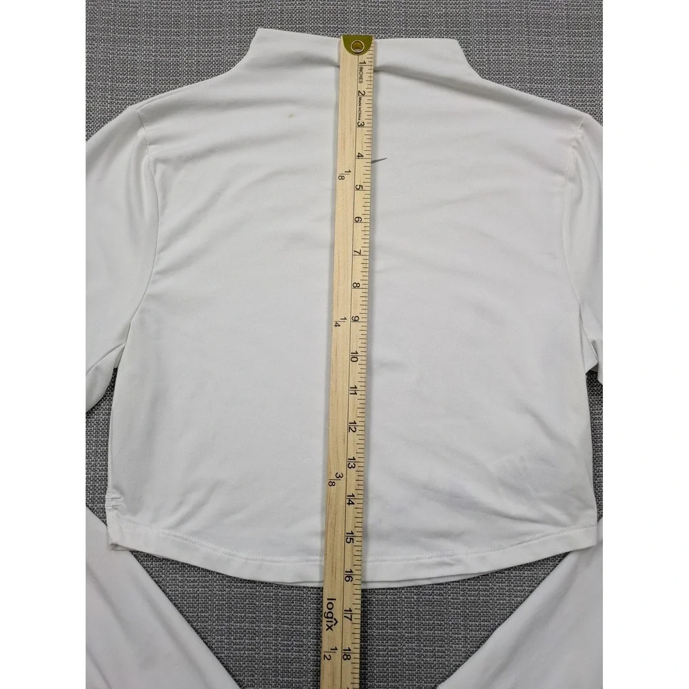Nike Dri-FIT Shirt Womens Medium White Cropped Mock Neck Long Sleeve Running Top